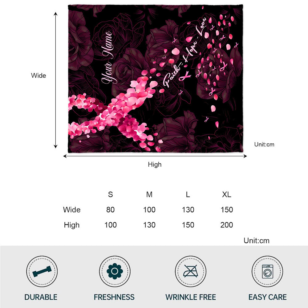 Faith Hope Love - Personalized Breast Cancer Awareness Blanket