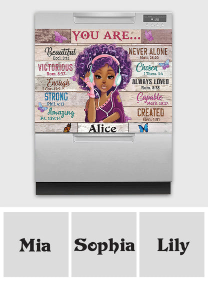 God Say You Are - Personalized African American Dishwasher Cover