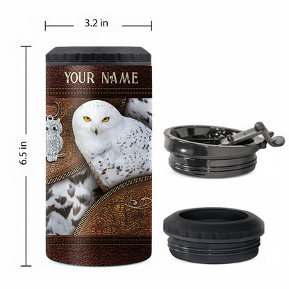 Snowy Owl - Personalized Owl Can Cooler