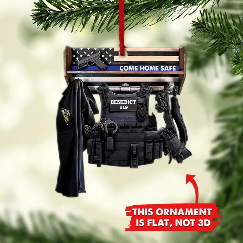 Police Storage Shelf Come Home Safe - Personalized Police Officer Ornament (Printed On Both Sides) 1022