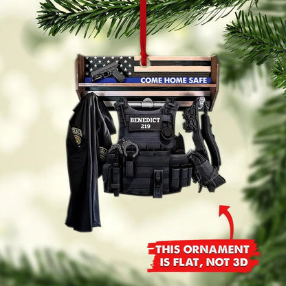 Police Storage Shelf Come Home Safe - Personalized Police Officer Ornament (Printed On Both Sides) 1022