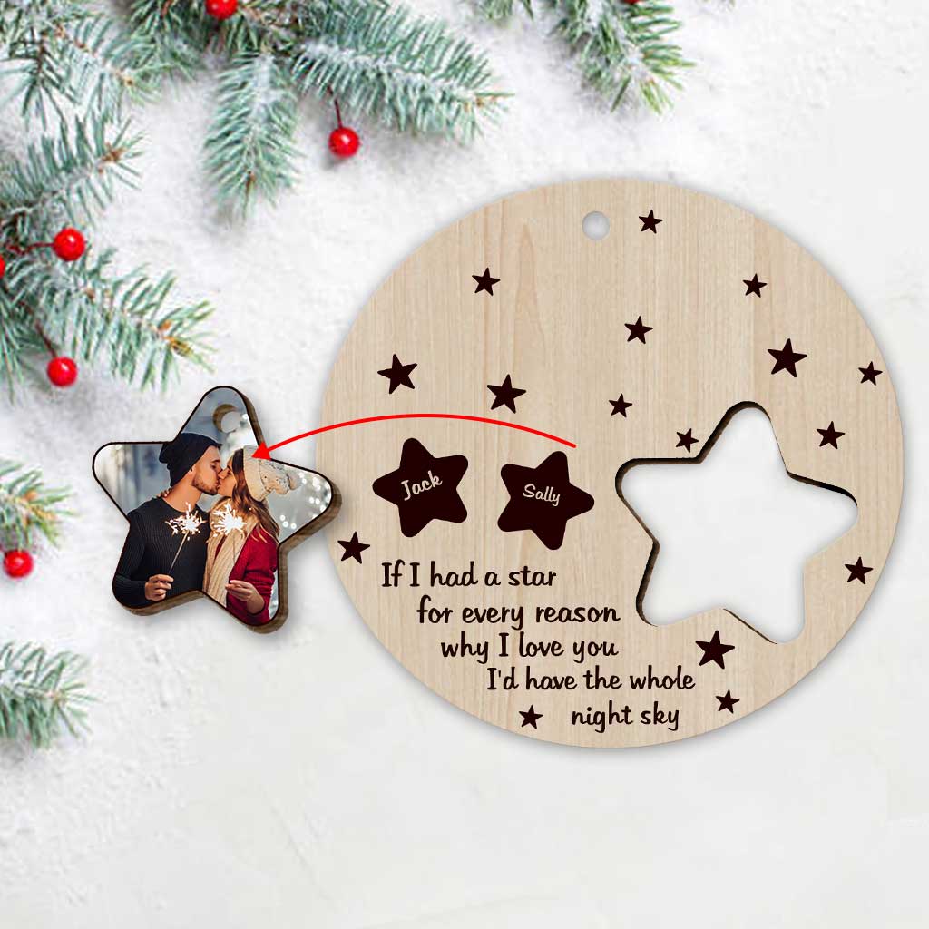 If I Had A Star - Personalized Christmas Couple Wooden Card Pop Out Ornament