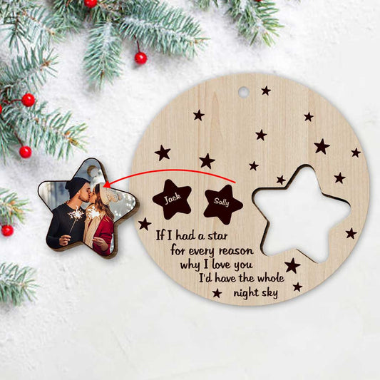If I Had A Star - Personalized Christmas Couple Wooden Card Pop Out Ornament