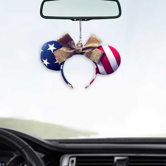 Happy 4th Of July - Independence Day Mouse Car Ornament  3D Pattern Print (Printed On Both Sides)