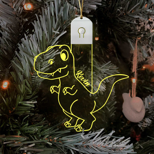 Raw Raw Dinosaur - Personalized Christmas Dinosaur Shaped Led Acrylic Ornament