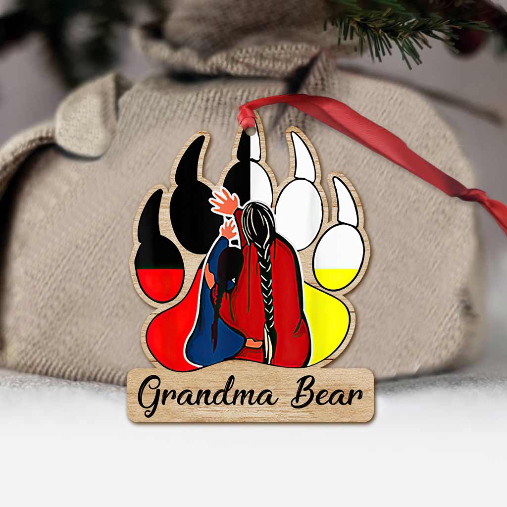 Grandma Bear - Personalized American Indian Ornament (Printed On Both Sides)