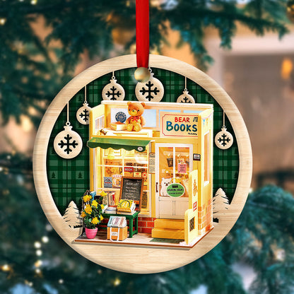 Bookstore Christmas Book Lover Snowflower - Book Ornament (Printed On Both Sides) 1122