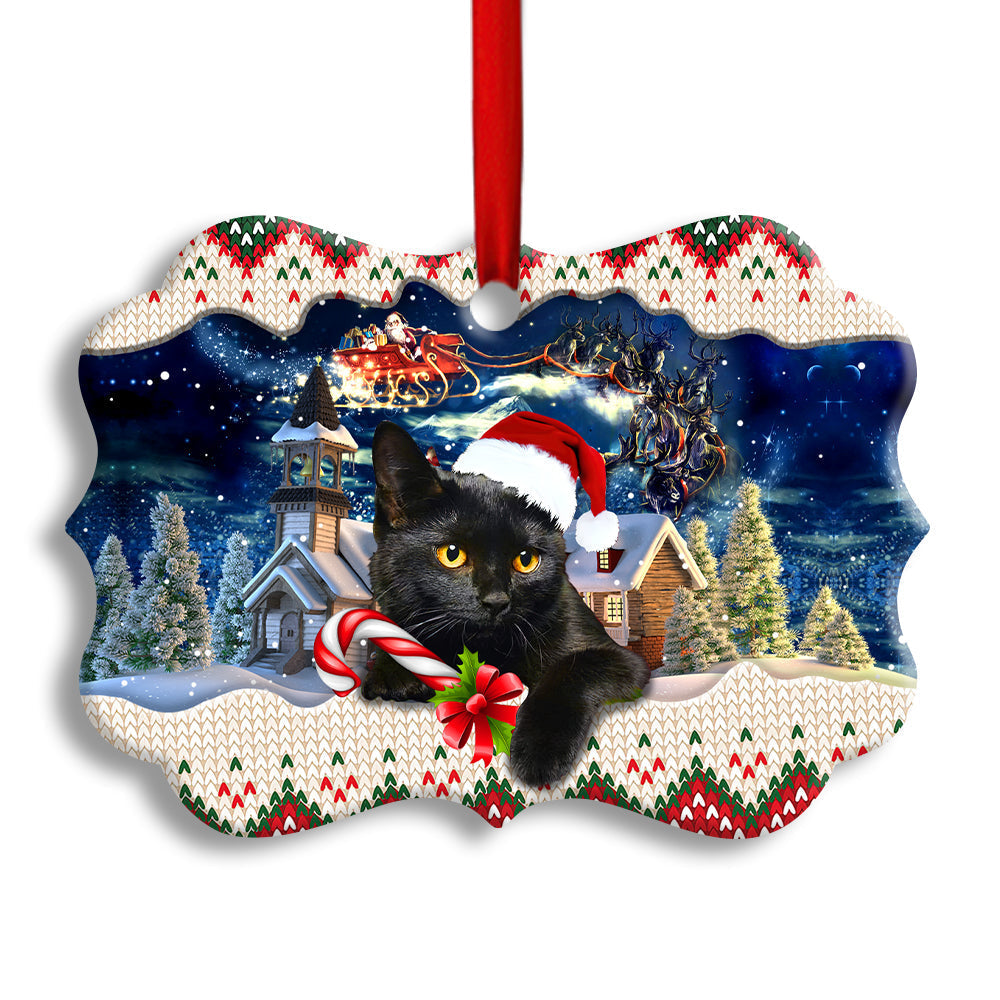 Black Cat Christmas Vibe - Cat Ornament (Printed On Both Sides) 1022