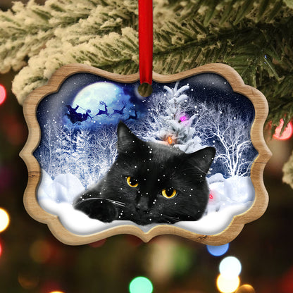 Christmas Night Black Cat - Cat Ornament (Printed On Both Sides) 1022