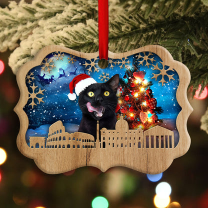 Black Cat Christmas Vibe - Cat Ornament (Printed On Both Sides) 1022