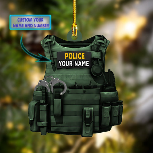 Police Bullet Proof Vest - Personalized Police Officer Ornament (Printed On Both Sides) 1022
