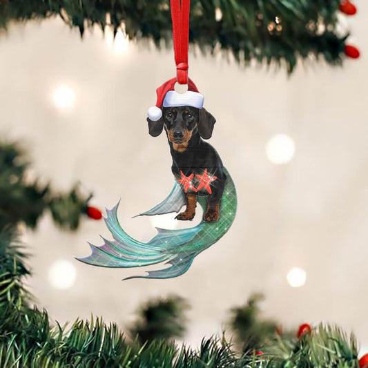 Dachshund Christmas Mermaid - Dachshund Ornament (Printed On Both Sides) 1022