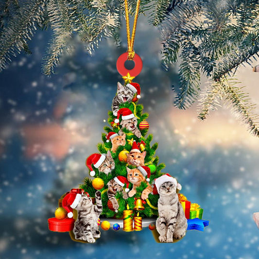 Cat Christmas Tree - Cat Ornament (Printed On Both Sides) 1022