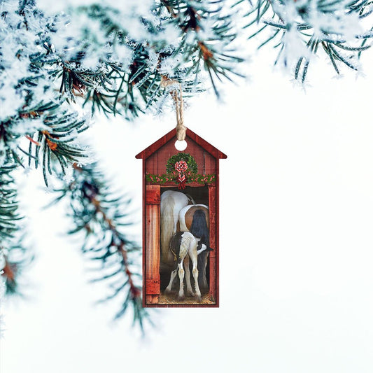 Funny Horses Family - Horse Ornament (Printed On Both Sides) 1122