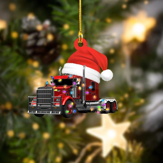 Truck Christmas Lights Trucker - Trucker Ornament (Printed On Both Sides) 1022