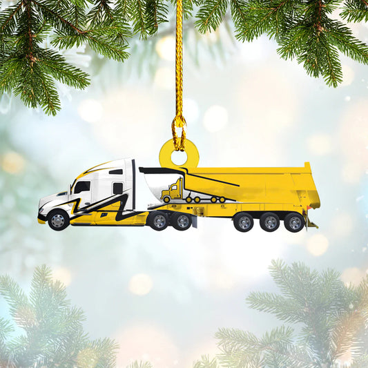 Truck Christmas Lights Trucker - Trucker Ornament (Printed On Both Sides) 1022