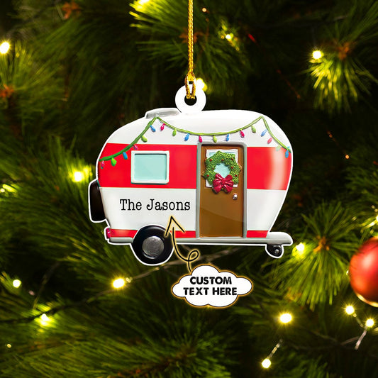 Camping RV Christmas Lights - Personalized Camping Ornament (Printed On Both Sides) 1022