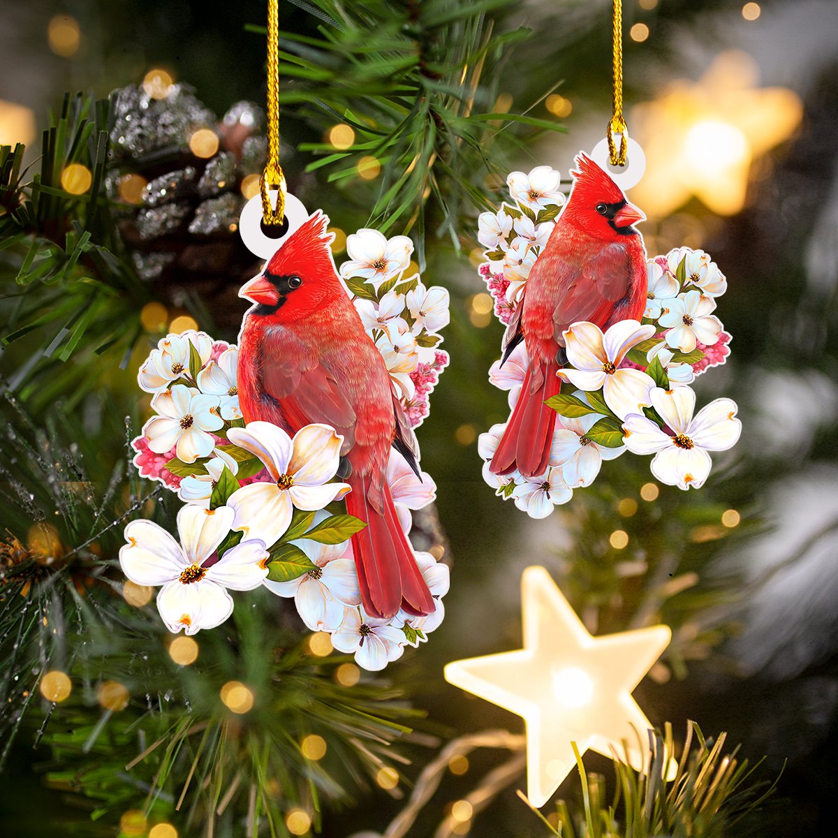 Red Cardinal Bird - Memorial Ornament (Printed On Both Sides) 1022