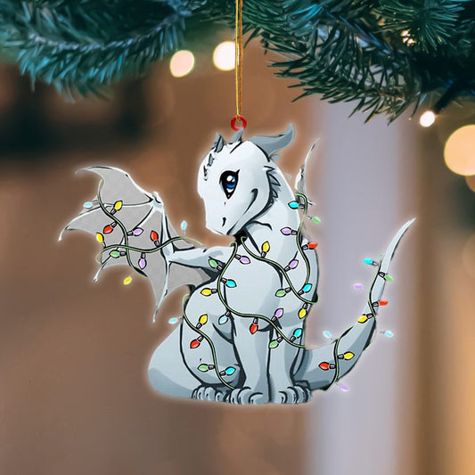 White Dragon Christmas Light - Dragon Ornament (Printed On Both Sides) 1022