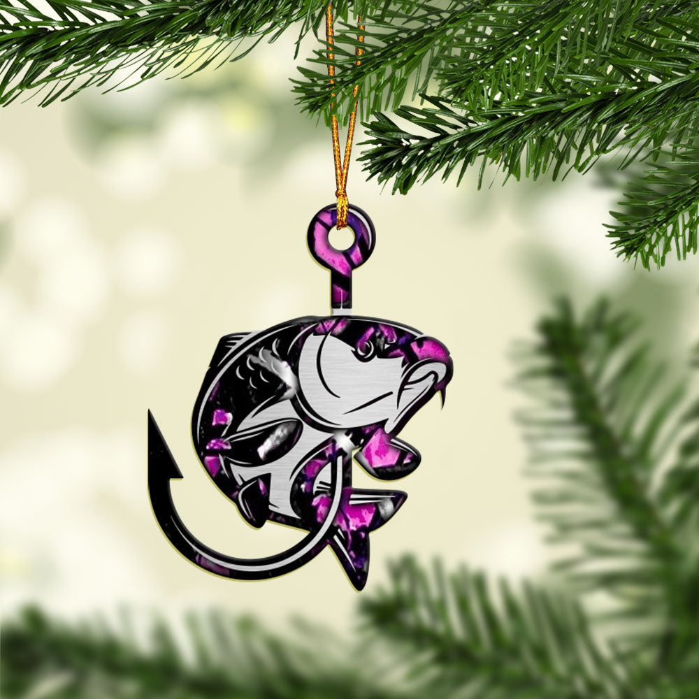 Love Fishing Purple - Fishing Ornament (Printed On Both Sides) 1022