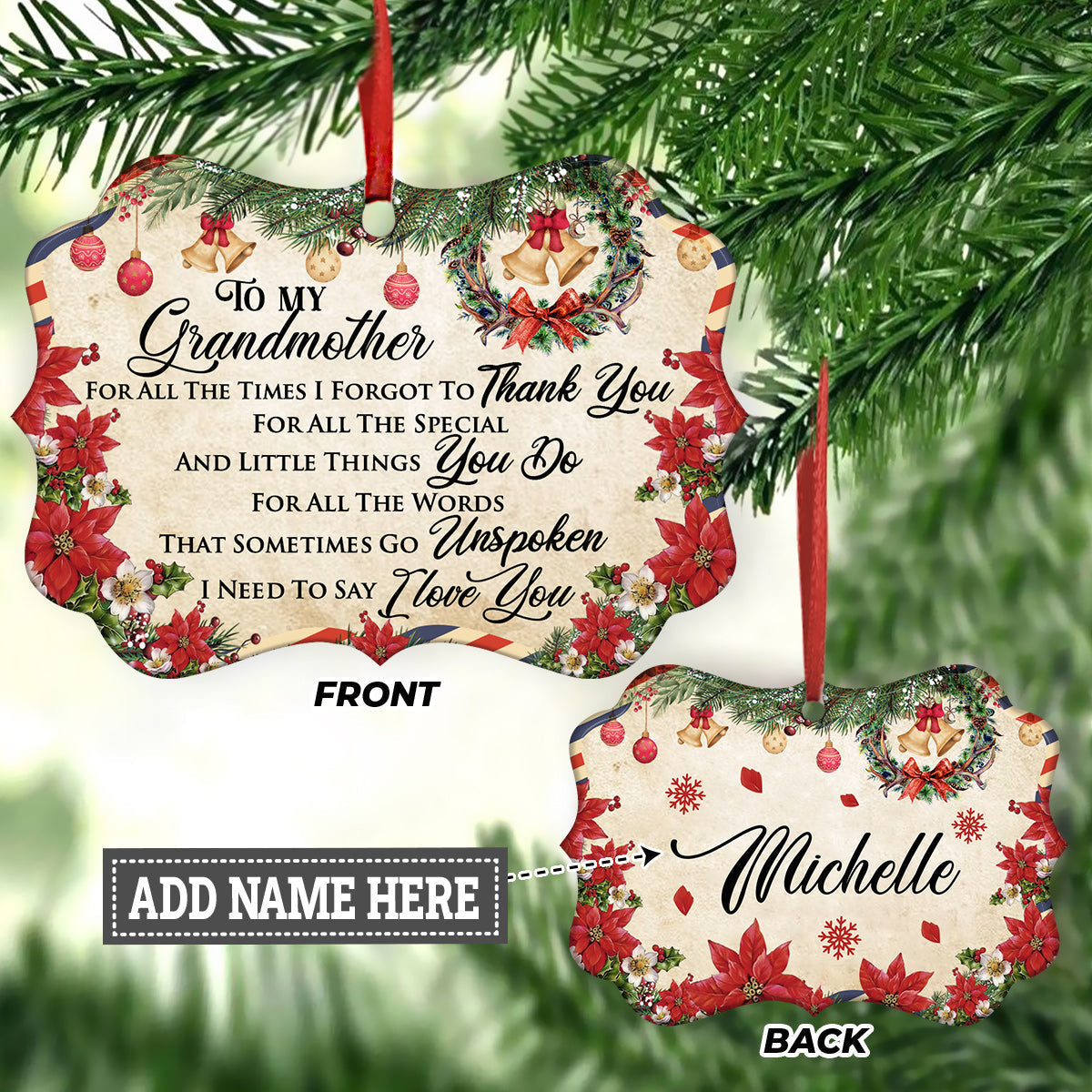 Grandma I Love You Christmas Letter To Grandma - Personalized Grandma Ornament (Printed On Both Sides) 1022