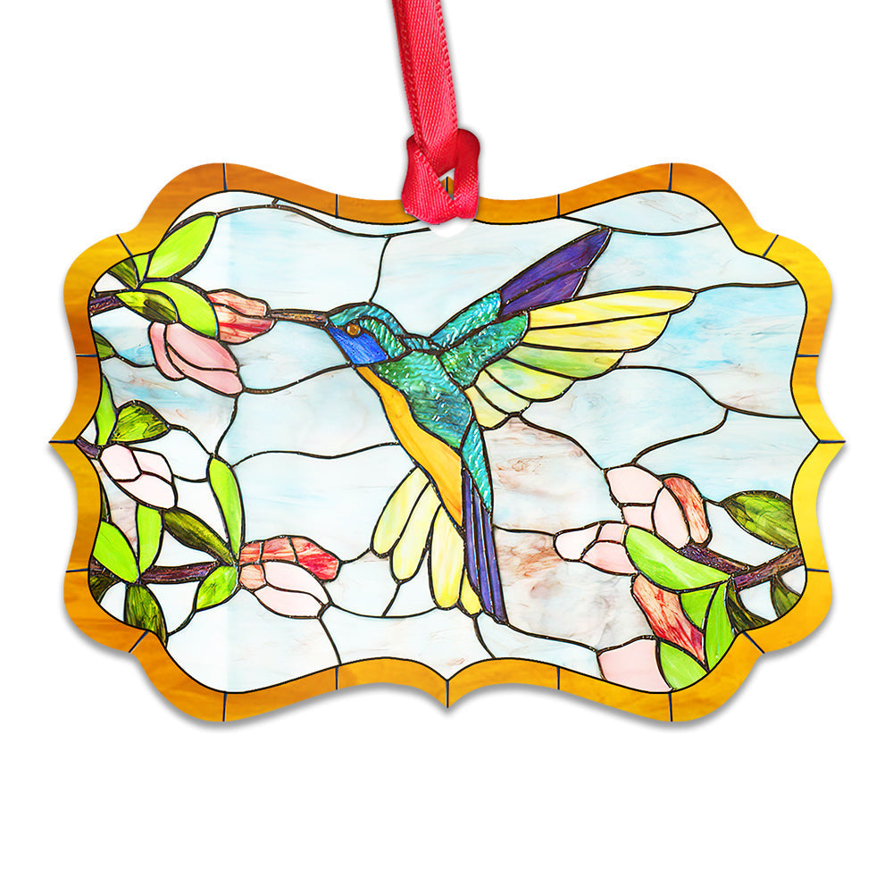 Hummingbird Stained Glass Printing Hummingbird - Medallion Aluminium Ornament (Printed On Both Sides) 1122