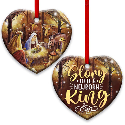 Glory To The New Born King Christian - Heart Aluminium Ornament (Printed On Both Sides) 1122