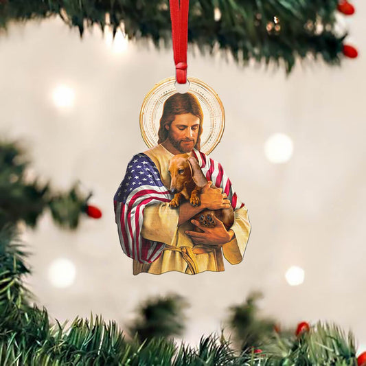 Dachshund Hug Love - Dachshund Ornament (Printed On Both Sides) 1022