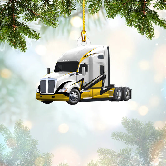 Truck Christmas Lights Trucker - Trucker Ornament (Printed On Both Sides) 1022