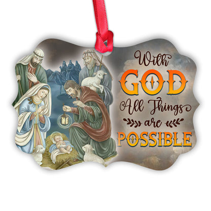 With God All Things Are Possible Christian - Medallion Aluminium Ornament (Printed On Both Sides) 1122