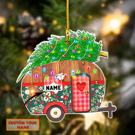 Camping Car Christmas Tree - Personalized Camping Ornament (Printed On Both Sides) 1022