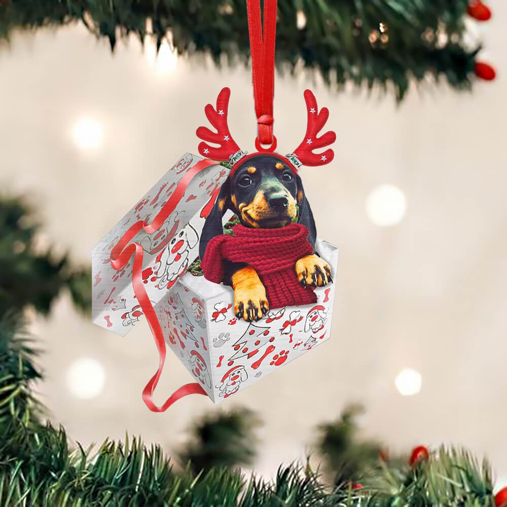 Dachshund Happy Box - Dachshund Ornament (Printed On Both Sides) 1022