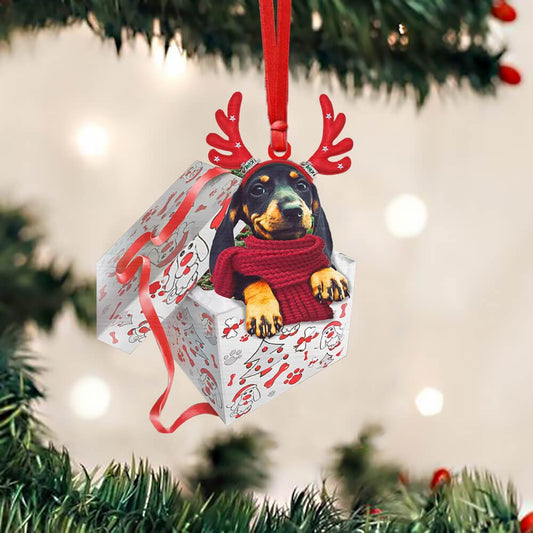 Dachshund Happy Box - Dachshund Ornament (Printed On Both Sides) 1022